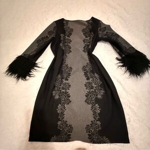 Elegant Black and Gray Floral Dress